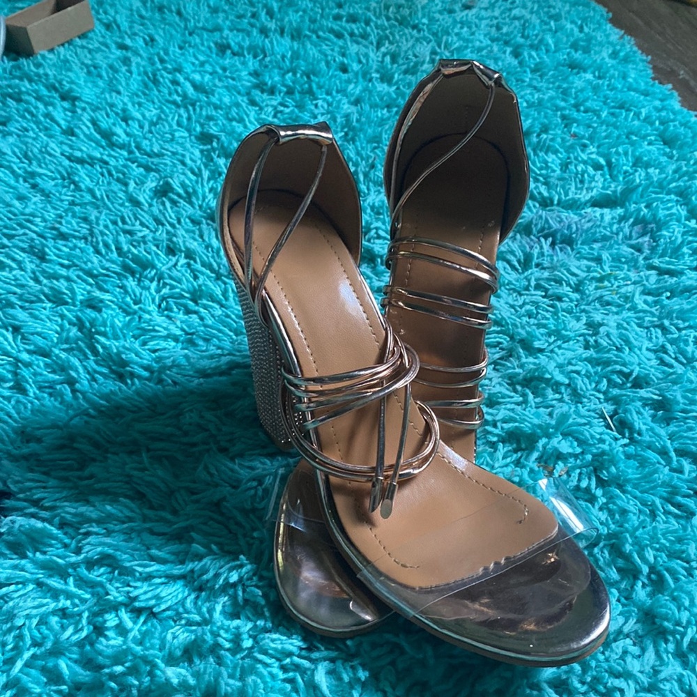 Straps knee high heels